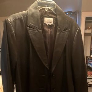 Ladies Large brown real leather jacket